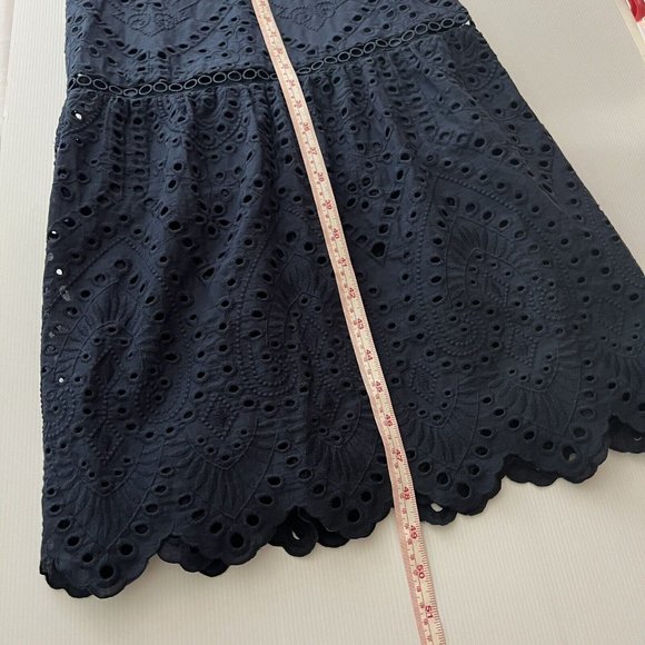 New Sussan Women’s Midi Dress Navy Blue Broderie Scallop Hem Cotton Size L 14 - Picture 10 of 10